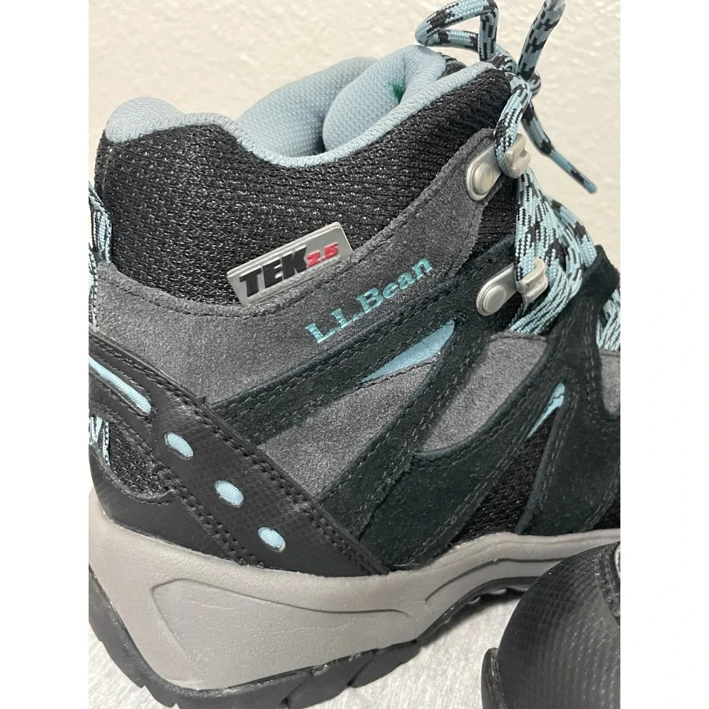 LL Bean Trail Model Hiker Waterproof Kids 5 Black Silver Blue NWT 286156